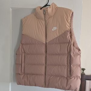 Nike Women's Beige and Pink Puffer Vest